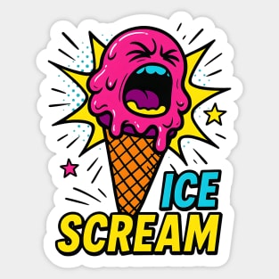 Ice Scream Funny Comic-Style Summer Gift Sticker